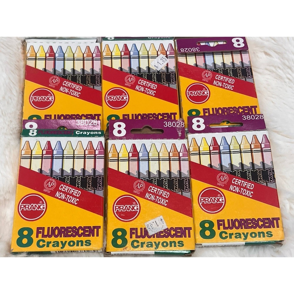 Vintage Box of 8 Used Crayola Fluorescent Prang Neon Lot Of 6